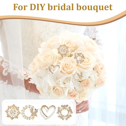 4pcs Brooches and Pins for Women, Flower Brooch, Crystal Pearl Brooch, for Women Fashion Accessories - style: Heart