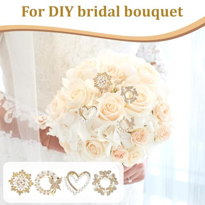4pcs Brooches and Pins for Women, Flower Brooch, Crystal Pearl Brooch, for Women Fashion Accessories - style: Heart