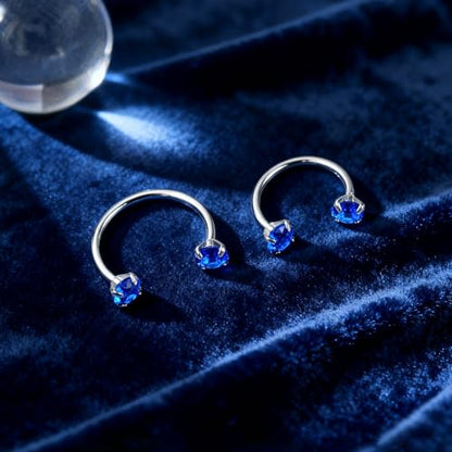 G23 Titanium 20G Horseshoe Nose Rings | Horse Shoe Nose Ring Hoops, Surgical Steel Half Cartilage Tragus Earring Hoop, Internally Threaded, Double Cubic Zirconia - style: 3PCS 10MM-Gold Ring
