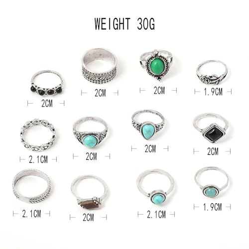 Layering Rings for Women, Adjustable Stainless Steel Joint Finger Cubic Zirconia Stackable Thumb Rings Band for Statement Open Knuckle Stacking for Women - color: Silver Rhinestone 12PCS