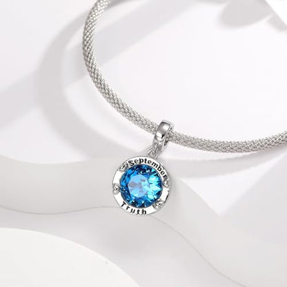 Birthstone Charms for Women Bracelets Birthday Bead Charms fit Pandora Bracelets Mothers Day Gifts for Women - color: 09-September(Sapphire)