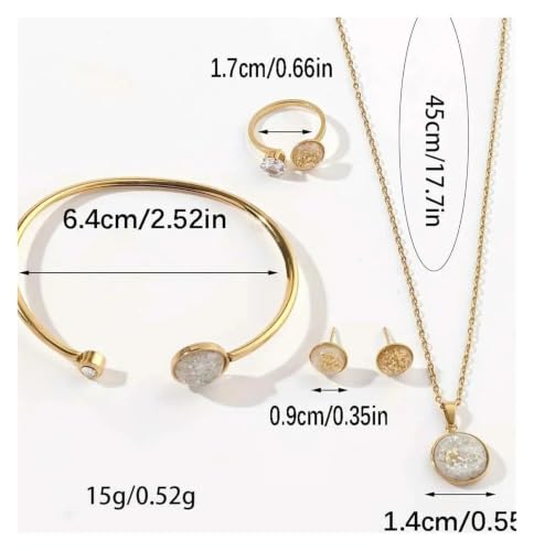 18k Gold Stainless Steel Zircon Bracelet Earrings Necklace Ring
