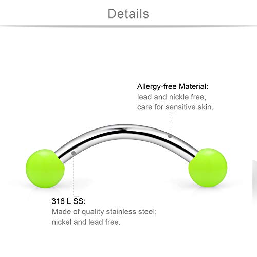 SCERRING 16G 14G Stainless Steel Curved Barbell Snake Eyes Tongue Ring Nipplerings Nipple Rings Piercing Jewelry Retainer 14mm 16mm 30PCS - style: 30PCS - 14G 14mm
