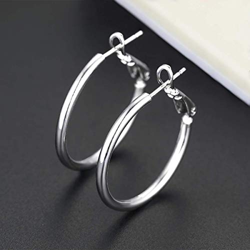 White Gold Earrings for Women Men Hoop and Stud Earring Set | Hypoallergenic 14K White Gold Plated Hoops Huggie Stud Earrings Set Round Cubic Zirconia Ear Jewelry - style: A5-White Gold-Hoop (5 Pairs)