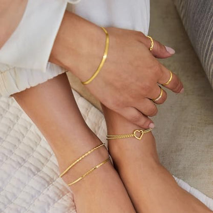 NIXMAX Gold Anklets for Women, Waterproof Chain Trendy Ankle Bracelets | Non Tarnish, Adjustable Fit, 14K Gold Plated, Dainty Layered Looks, Summer Beach Vacation Body Jewelry, Gifts for Women - color: Gold-Heart