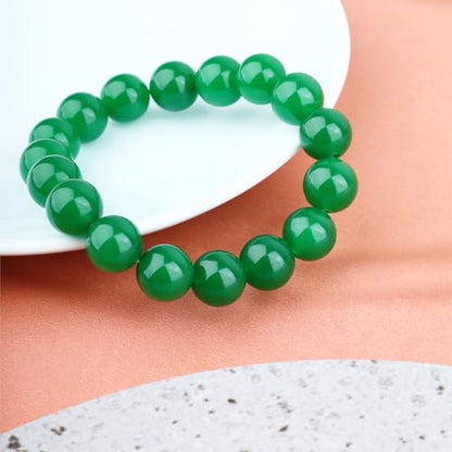 AD Beads Handmade Gemstone Stretch Elastic Bracelet Crystal Healing Reiki Nature's Beauty and Spiritual Essence Unisex (12mm, Green Jade (Heart Opening)) - color: Green Jade (Heart Opening), size: 12mm