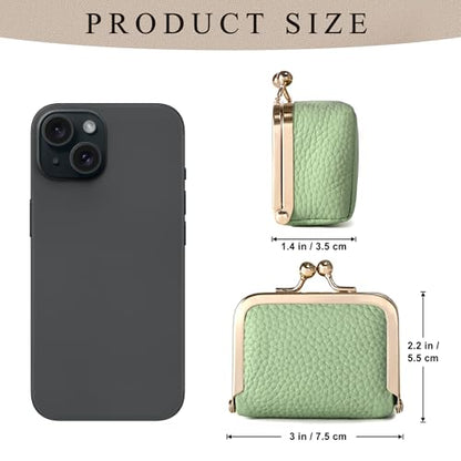 Zivyes Mini Jewelry Box Travel Small Coin Purse Organizer Case Genuine Leather Tiny Size (B-green) - color: B-Green-Standard