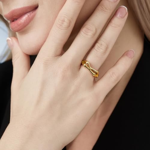 Cicy Bell Initial Rings for Women 18k Gold Plated Adjustable Rings | Open Signet Rings, Bold Letter, Personalized Engraved, For Party - color: Initial-K