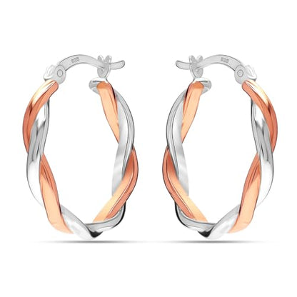 LeCalla 925 Sterling Silver Hoop Earrings | Lightweight Click-Top Gold Plated Anchor Infinity Earrings for Women - color: Infinity Twisted Two-Tone