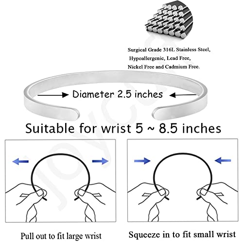 JoycuFF Friendship Gift for Women Inspirational Birthday Cuff Bracelet for Friends Handmade Stainless Steel Jewelry for Bff Bracelets Graduation Gift for Her