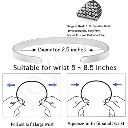 JoycuFF Friendship Gift for Women Inspirational Birthday Cuff Bracelet for Friends Handmade Stainless Steel Jewelry for Bff Bracelets Graduation Gift for Her