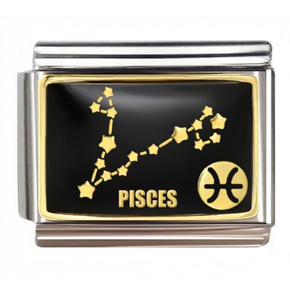 Italian Charm Bracelet Link, 12 Zodiac Constellation, 9mm, Sign Charm - color: Pisces (2.19 ~ 3.20)