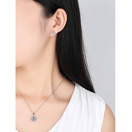 4pcs Set Zirconia Pendant Necklace Earrings Ring Bangle Set Silver Crystal Fashion Adjustable Zircon Jewelry for Women Wife Party Prom Engagement Wedding Gifts - style: Casual