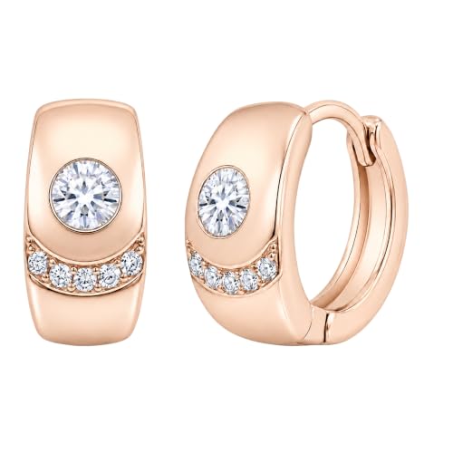 Gempires Huggie Hoop Earrings for Women | Cubic Zirconia Fashion Earrings Collection | Gold, Silver & Rose Gold Tone Styles | Lightweight Everyday Jewelry - color: Rose Gold Plated (Brass)