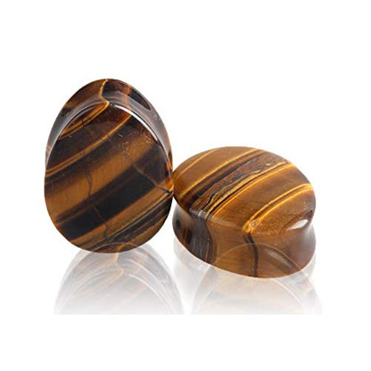 Teardrop Tiger Eye Ear Gauges Plugs Tunnels Expanders Natural Stone Double Flared Earrings Piercing Jewelry (9/16"(14mm))