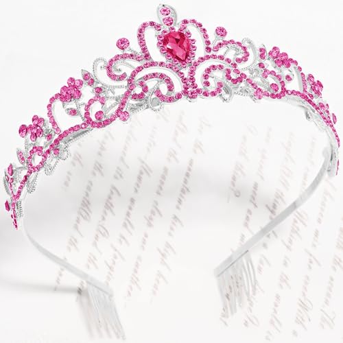 TAROSE Tiaras for Women, Birthday Crown and Sash for Girls | Birthday Sash Sunglasses Outfit, Birthday Gift for Women Girls, Goddess Crown Bride/Halloween/Prom/Party/Costume - color: 1 I. Silver+full Rose
