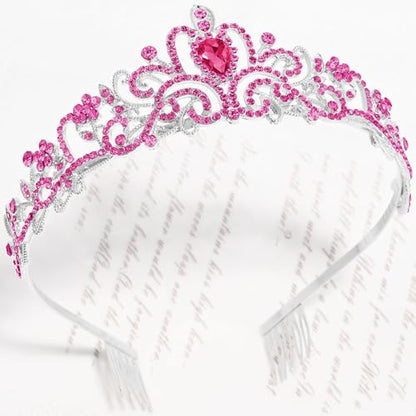 TAROSE Tiaras for Women, Birthday Crown and Sash for Girls | Birthday Sash Sunglasses Outfit, Birthday Gift for Women Girls, Goddess Crown Bride/Halloween/Prom/Party/Costume - color: 1 I. Silver+full Rose