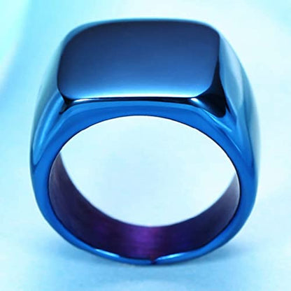Jude Jewelers Stainless Steel Signet Ring Black Silver Gold Classical Cocktail Husband Father Valentine - color: Blue