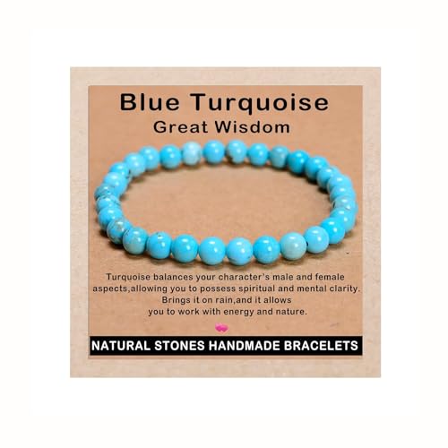 AD Beads Handmade Gemstone Stretch Elastic Bracelet Crystal Healing Reiki Nature's Beauty and Spiritual Essence Unisex (6mm, Blue Turquoise (Great Wisdom)) - color: Blue Turquoise (Great Wisdom), size: 6mm