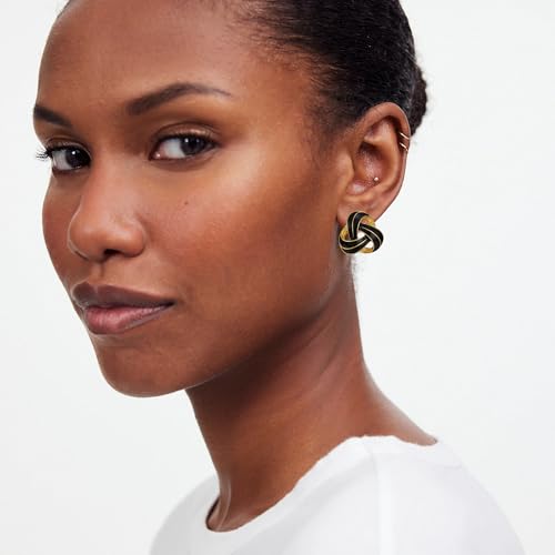 RAUCHBE Big Chunky Gold Earrings for Women Vintage Black Oval Earring Onyx Statement Earrings Trendy Jewelry - style: Knot