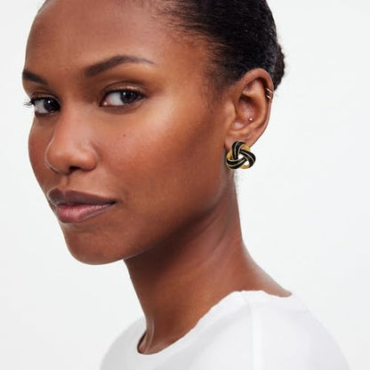 RAUCHBE Big Chunky Gold Earrings for Women Vintage Black Oval Earring Onyx Statement Earrings Trendy Jewelry - style: Knot