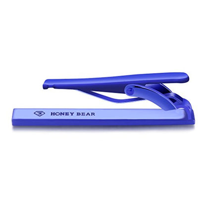 HONEY BEAR 1.57" Skinny Tie Clip Bar for Men Steel Business Wedding Gift | Classic Minimalist, Steel-Plated Copper Base, Gift-Boxed, Thickened, Rounded Corners, Easy to Slide On, No Snag or Wrinkle - style: Blue 4cm