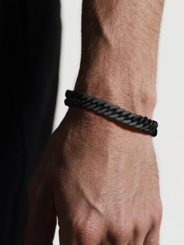 Supcare Unique Anniversary Birthday Valentines Fathers Day Stainless Steel Cuban Link Bracelets for Men Him, To My Man Dad Husband Love Always Remember Wrist Chain Bracelet Jewelry Gifts - color: C-Black 01 To My Son, size: 9.0 Inches-8mm Width