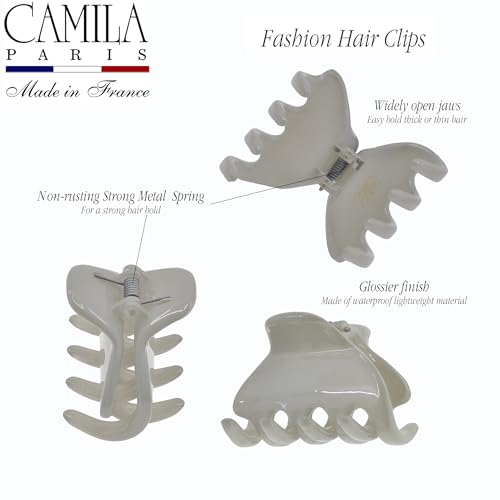 Camila Paris CP3735 French Small Hair Clips for Women, 1.75" Small Claw Clip Fashion Styling Mini Hair Clip Accessories for Women, Strong Hold No Slip Grip Cute Claw Clips, Made in France - color: Gray 1.75"