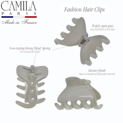Camila Paris CP3735 French Small Hair Clips for Women, 1.75" Small Claw Clip Fashion Styling Mini Hair Clip Accessories for Women, Strong Hold No Slip Grip Cute Claw Clips, Made in France - color: Gray 1.75"