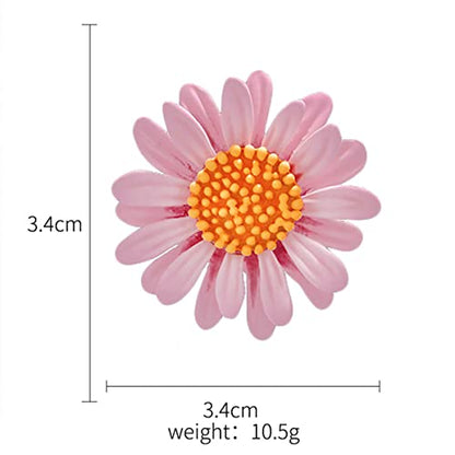Multicolor Cute Daisy Flower Brooch Pins, Plant Sunflower Suit Lapel Pin,Pink Yellow White Sun Flower Dress Neckline Pin Enamel Charm Daisy Coat Collar Brooch for Women Girls Men Jewelry Gifts - color: E pink