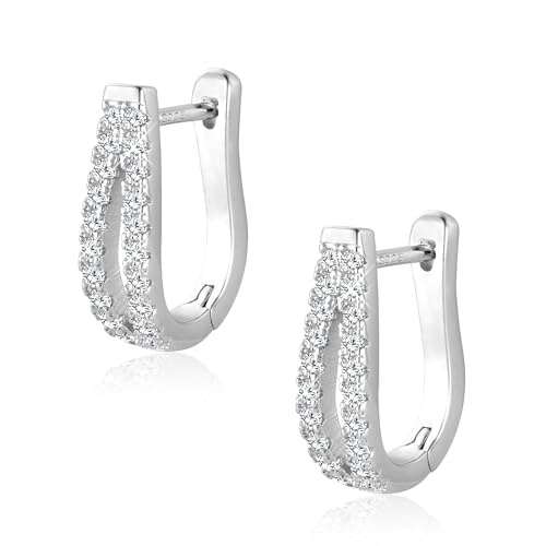 Small Open Cubic Zirconia Hoop Earrings for Women Jewelry Gifts | Open Diamond Hoop Earrings Hypoallergenic Silver Small Half Hoop Earrings for Women Daily Wear - color: B-Silver
