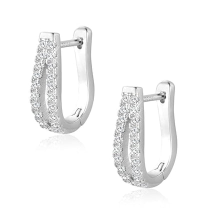 Small Open Cubic Zirconia Hoop Earrings for Women Jewelry Gifts | Open Diamond Hoop Earrings Hypoallergenic Silver Small Half Hoop Earrings for Women Daily Wear - color: B-Silver