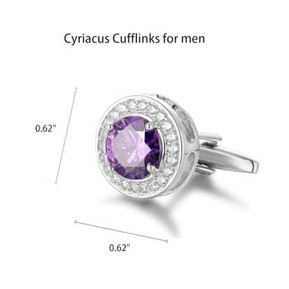 Crystal Cufflinks for Men CZ Cuff Links Sparkle Diamond Gold Ornate Cufflinks for Wedding Groom Best Man - style: Purple