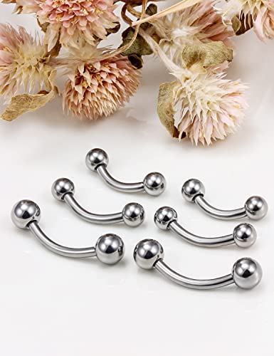 14G 16G Eyebrow Piercing Jewelry G23 Titanium Curved Barbell Eyebrow Ring Vertical Labret Lip Jewelry Rook Daith Earrings Piercing Jewelry for Women Men 6mm 8mm 10mm 12mm 14mm 16mm - color: 14G,8mm-10mm-12mm