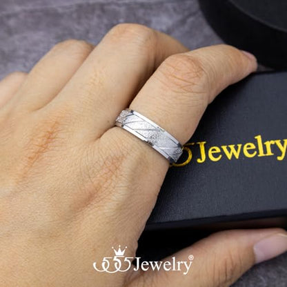 555Jewelry 4mm Sandblast Stainless Steel CZ Wedding Band Ring for Women & Men - color: Silver Style 9