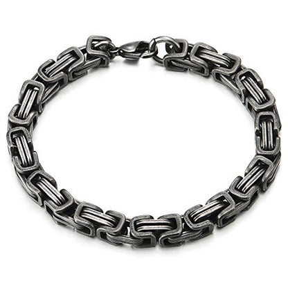COOLSTEELANDBEYOND Mens Women New Stainless Steel Braided Link Bracelet Polished - color: F-Metal Color: Old Metal
