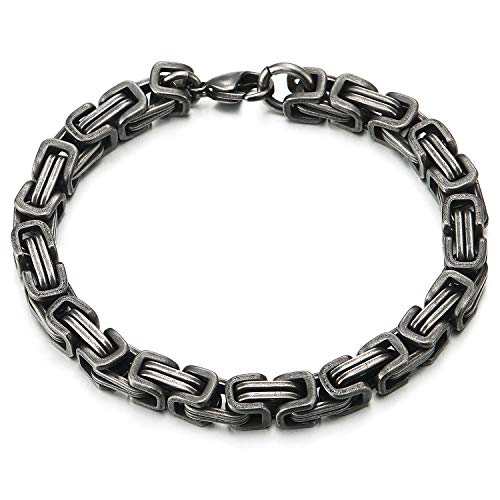 COOLSTEELANDBEYOND Mens Women New Stainless Steel Braided Link Bracelet Polished - color: F-Metal Color: Old Metal