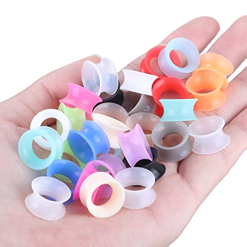 Xpircn 30Pcs Silicone Ear Gauges Flexible Ear Tunnels Plugs Stretchers Expander Double Flared Flesh Ear Piercing Jewelry for Women Men - style: Gauge:1/2"(12mm)