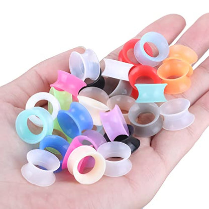 Xpircn 30Pcs Silicone Ear Gauges Flexible Ear Tunnels Plugs Stretchers Expander Double Flared Flesh Ear Piercing Jewelry for Women Men - style: Gauge:1/2"(12mm)