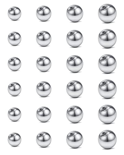 JFORYOU 14G Replacement Balls for Piercing Jewelry 18Pcs Externally Threaded Surgical Steel Balls Industrial Barbell Tongue Nipple Navel Belly Button Piercing Rings Parts 5MM-8MM - color: 16G-3mm/4mm/5mm/6mm-Silver Tone