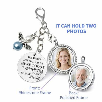 Memorial Wedding Bouquet Locket Charm DIY Photo Frame Guardian Angel Something Blue for Bride to be Bridal Gift On Wedding Day Remembrance Gifts