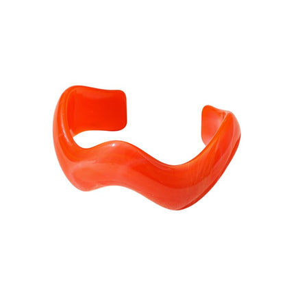 Creative Wave-shaped Opening Cuff Bracelets Statement Colorful Geometric Chunky Bangle Bracelets Acrylic Resin Irregular Wristbands for Beach Vacation Jewelry - color: Orange