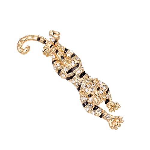 Tiger Brooches for Women Men Dainty Punk Vintage Crystal Enamel Animal Gold Roaring Tiger Badg Head Brooch Lapel pin Suit Jewelry Gifts - color: style2