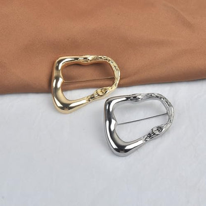 Irregular Hollow Geometric Brooch Pin Gold-Tone Lapel Pin for Women Men Fashion Metal Style Dress Suit Brooches Scarf Shawl Clip Accessory Minimalist Ladies Wedding Prom Dating Jewelry