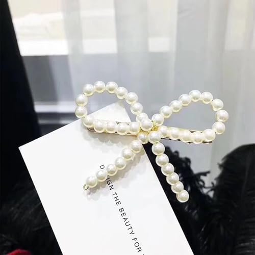 10pcs Pearl Bow Hair Clips，Hair Barrettes Accessories Girls and Women，Faux Pearl Hair Barrette，Decorative Bobby Pin Barrette，Bow Pearls Hairpin，Non-Slip Duckbill Clip，Non-Slip Hairpin Pearls Barrette