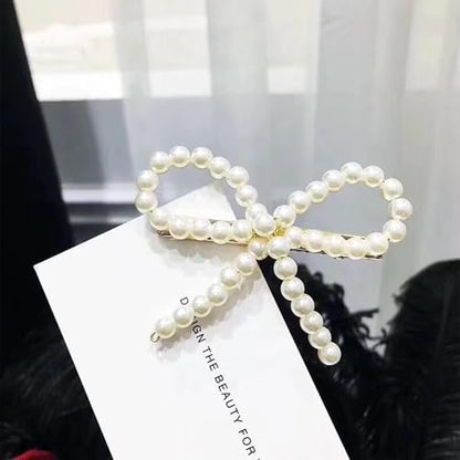 10pcs Pearl Bow Hair Clips，Hair Barrettes Accessories Girls and Women，Faux Pearl Hair Barrette，Decorative Bobby Pin Barrette，Bow Pearls Hairpin，Non-Slip Duckbill Clip，Non-Slip Hairpin Pearls Barrette
