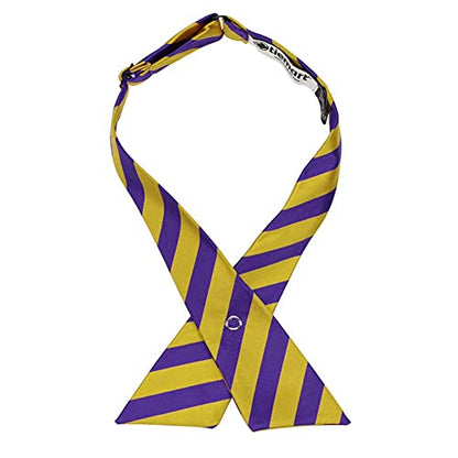 tiemart Crossover Tie - color: Dark Purple and Gold Striped