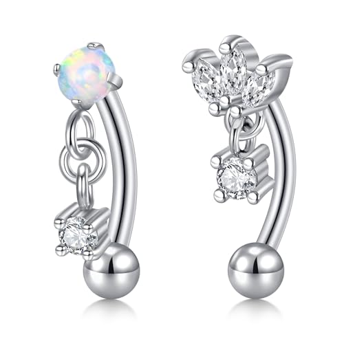 VCMART 16g Rook Earring Piercing Jewelry Stainless Steel Curved Barbell Eyebrow Rings Piercing Jewelry Vertical Labret Lip Jewelry Ear Rook Daith Surface Tragus Small Belly Button Ring for Women Men - color: C1 -silver
