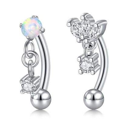 VCMART 16g Rook Earring Piercing Jewelry Stainless Steel Curved Barbell Eyebrow Rings Piercing Jewelry Vertical Labret Lip Jewelry Ear Rook Daith Surface Tragus Small Belly Button Ring for Women Men - color: C1 -silver