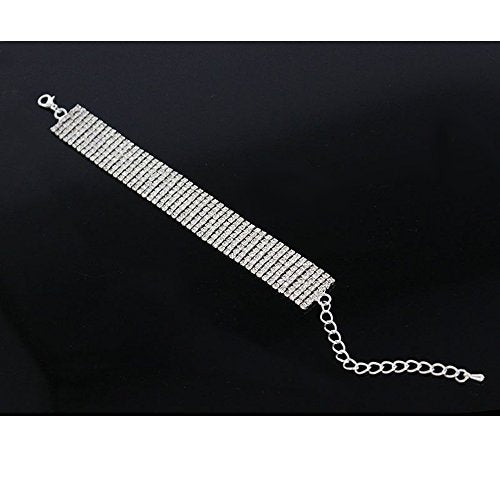 YINLI Charm Crystal Adjustable Bracelet Bangle Fashion Bridesmaid Bridal Jewelry Silver and Gold Plated - color: Silver